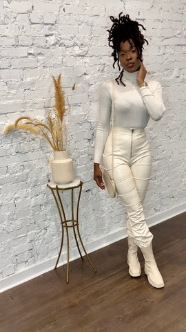 Ivory Luxe Leather Pants